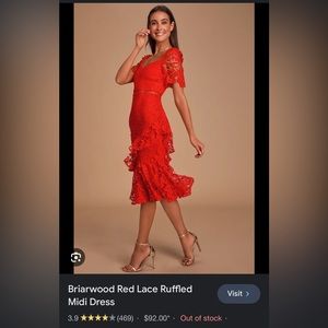 Lulus Red lace Midi Dress- never worn